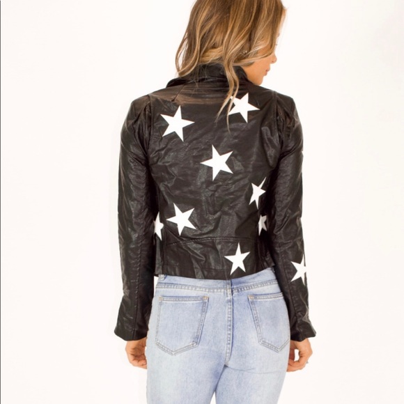 Star detail leather jacket - Picture 2 of 4